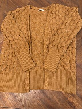 Maurices Honey Brown Cable Knit Open Cardigan